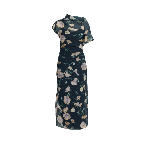 Erdem Floral Organza Cloque Asymmetric Midi Dress - Dresses - British Romantic Luxury at Luxury Shoes 