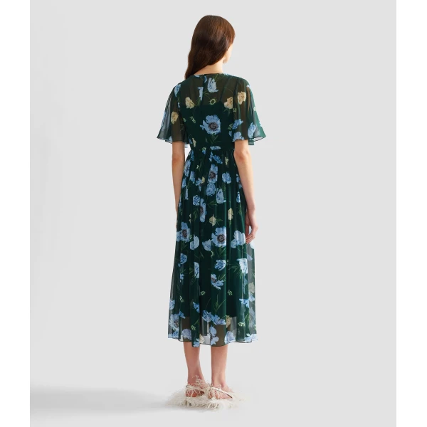 Erdem Floral Silk Voile Short Sleeve Midi Dress - Dresses - British Romantic Luxury at Luxury Shoes 