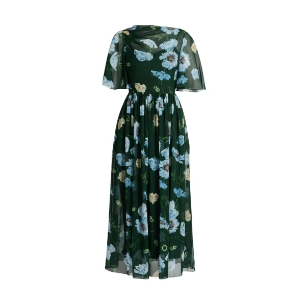 Erdem Floral Silk Voile Short Sleeve Midi Dress - Dresses - British Romantic Luxury at Luxury Shoes 