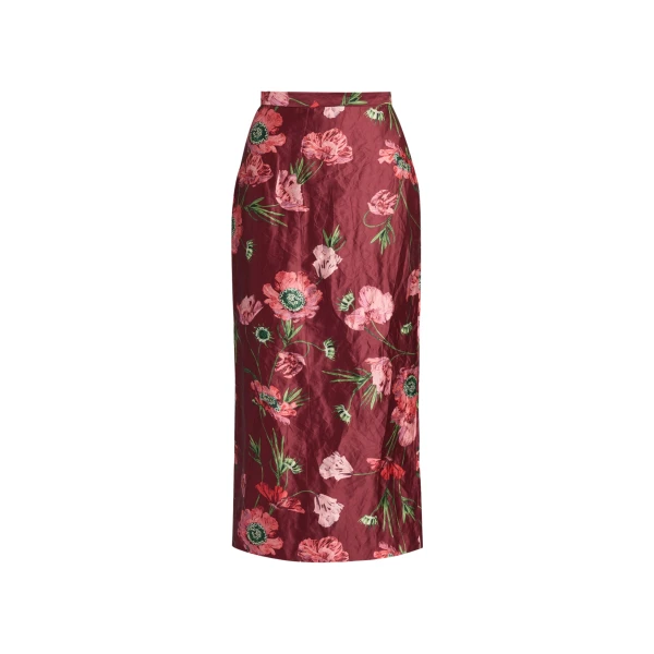 Erdem Floral Textured Satin Midi Pencil Skirt - Skirts - British Romantic Luxury at Luxury Shoes 