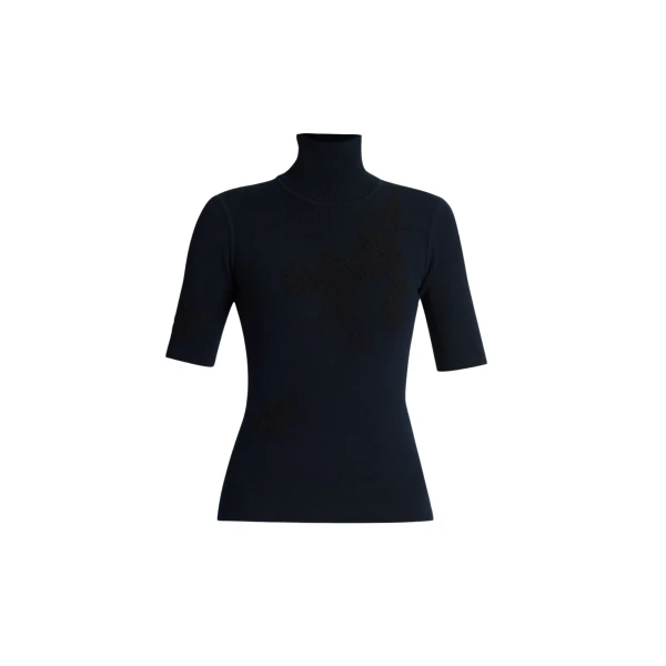 Erdem Jacquard Short Sleeve Knit Top - Knitwear - British Romantic Luxury at Luxury Shoes 