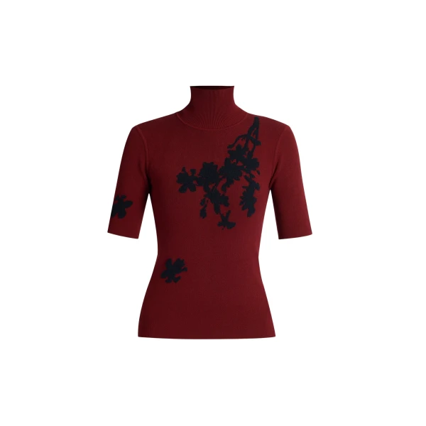 Erdem Jacquard Short Sleeve Knit Top - Knitwear - British Romantic Luxury at Luxury Shoes 