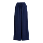Essentiel Antwerp Dark Blue Wide-Leg Pants With Contrast Stitching - Essentiel Antwerp Pants - Colorful Belgian Design - Shop at Luxury Shoes 