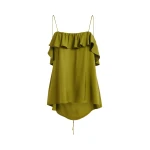 Essentiel Antwerp Green Ruffled Camisole Top With Tie-Back Detail - Essentiel Antwerp Tops - Colorful Belgian Design - Shop at Luxury Shoes 