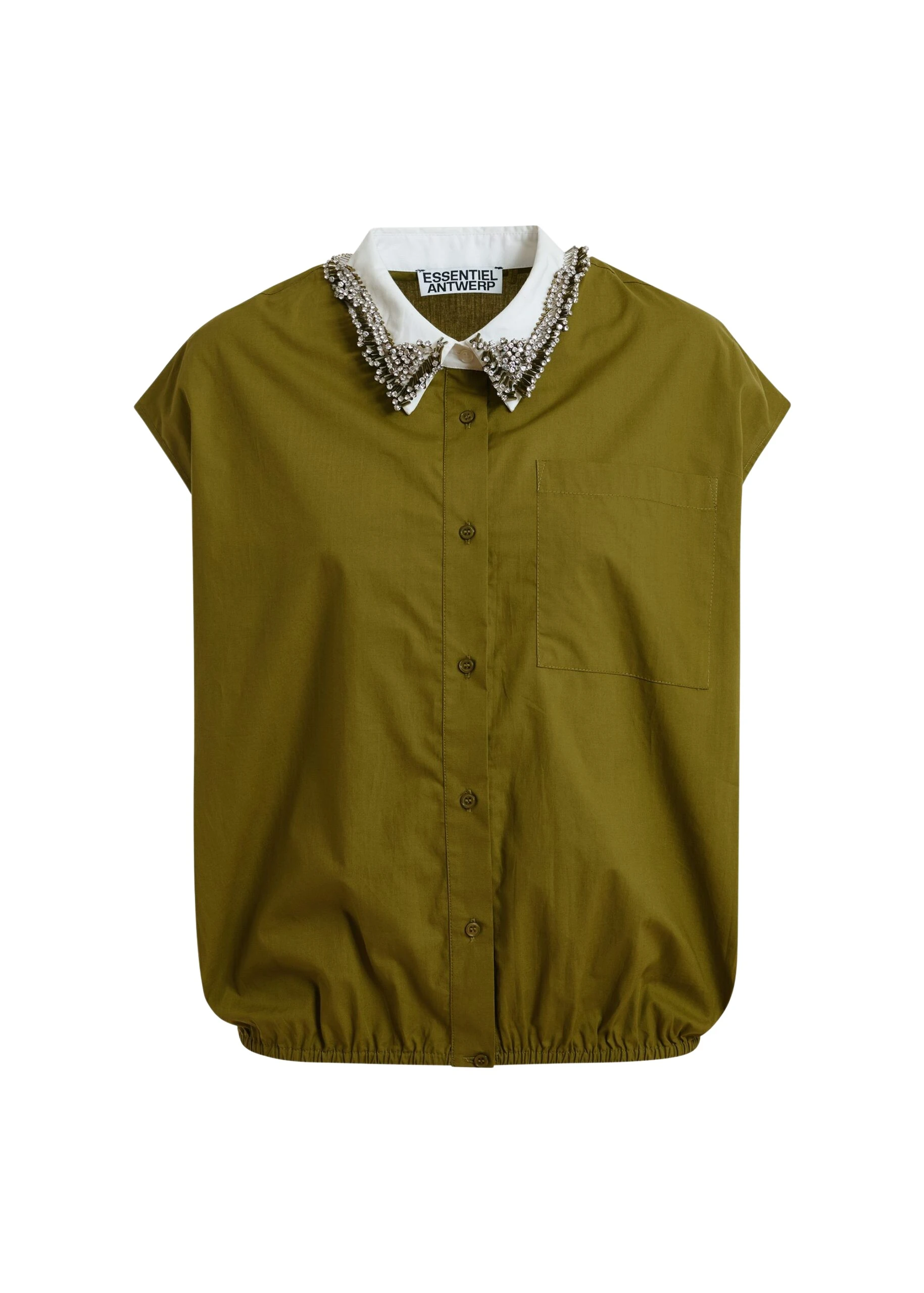 Essentiel-Antwerp-Green-Sleeveless-Cotton-Shirt-With-Embellished-Collar-scaled89843_nobg Essentiel Antwerp Green Sleeveless Cotton Shirt With Embellished Collar - Essentiel Antwerp Tops - Colorful Belgian Design - Shop at Luxury Shoes