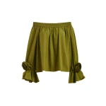 Essentiel Antwerp Green Strapless Cotton Top With Rosette Details - Essentiel Antwerp Tops - Colorful Belgian Design - Shop at Luxury Shoes 