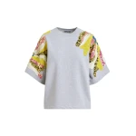 Essentiel Antwerp Grey Cotton Sweatshirt With Multicolor Sequin And Bead Embellishments - Essentiel Antwerp Knitwear - Colorful Belgian Design - Shop at Luxury Shoes 