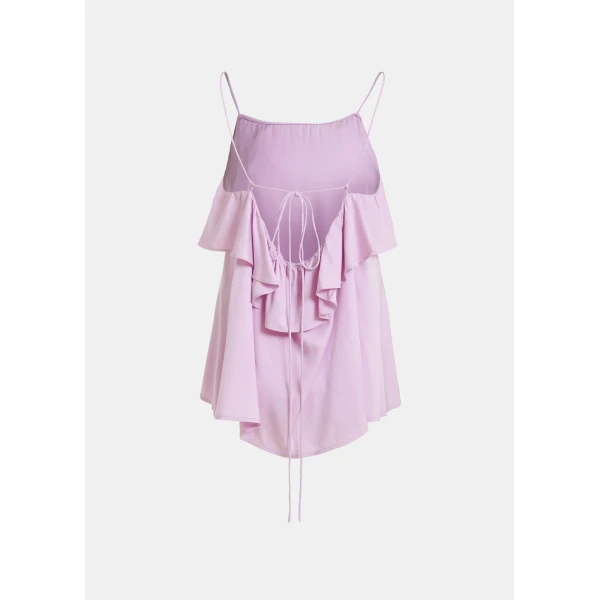 Essentiel Antwerp Lilac Ruffled Camisole Top With Tie-Back Detail - Essentiel Antwerp Tops - Colorful Belgian Design - Shop at Luxury Shoes 