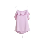 Essentiel Antwerp Lilac Ruffled Camisole Top With Tie-Back Detail - Essentiel Antwerp Tops - Colorful Belgian Design - Shop at Luxury Shoes 