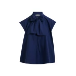 Essentiel Antwerp Navy Sleeveless Top With Tie Neckline - Essentiel Antwerp Tops - Colorful Belgian Design - Shop at Luxury Shoes 