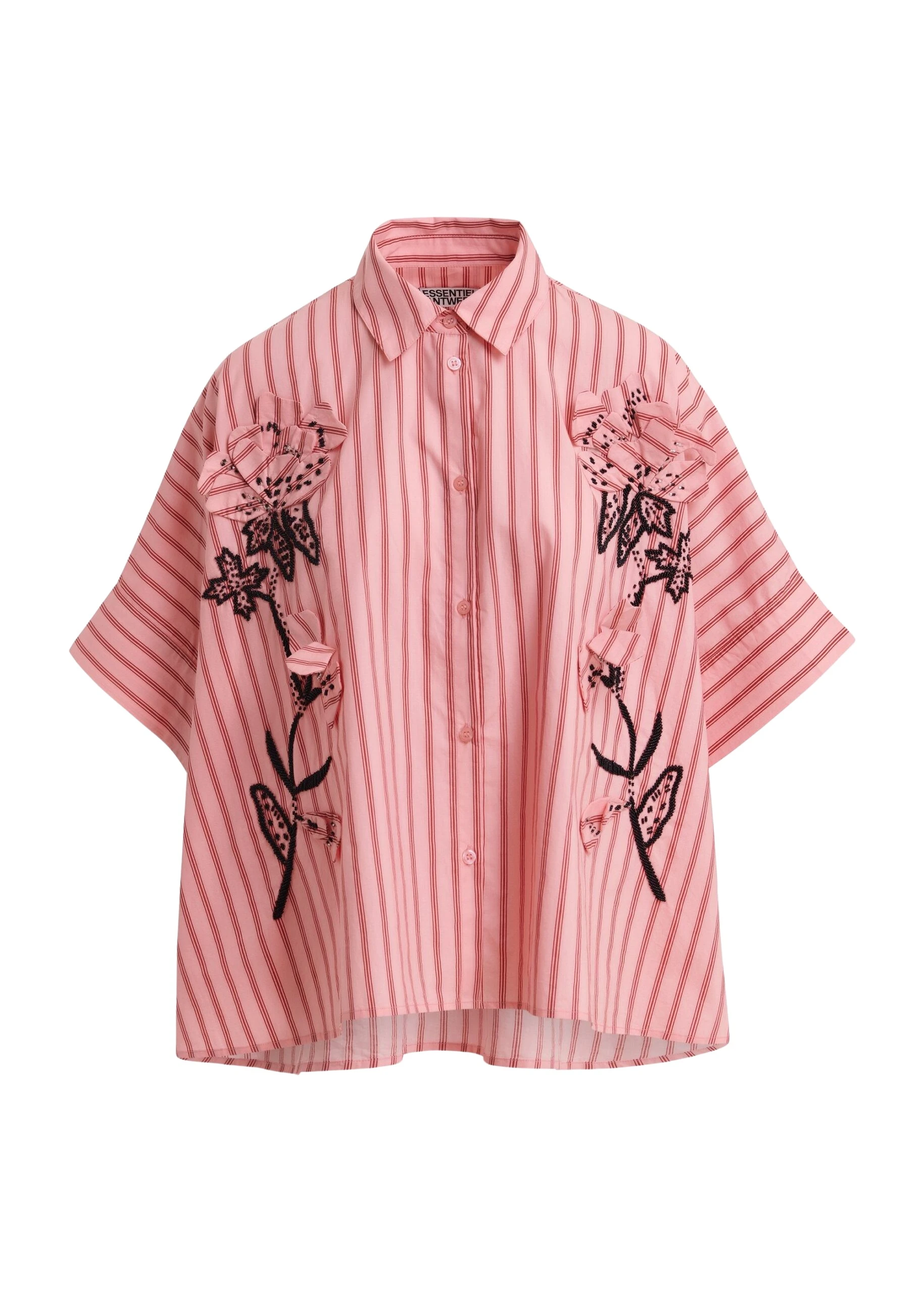 Essentiel-Antwerp-Pink-And-Red-Oversized-Cotton-Shirt-With-Floral-Applique-Embroidery-And-Bead-Embellishments-scaled60777_nobg Essentiel Antwerp Pink And Red Oversized Cotton Shirt With Floral Appliqué Embroidery And Bead Embellishments - Essentiel Antwerp Tops - Colorful Belgian Design - Shop at Luxury Shoes