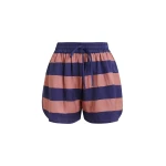 Essentiel Antwerp Vintage Pink And Purple Striped Mini Sports Shorts - Essentiel Antwerp Shorts - Colorful Belgian Design - Shop at Luxury Shoes 