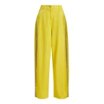Essentiel Antwerp Yellow High-Rise Wide-Leg Jeans With Embellished Side Trims - Essentiel Antwerp Pants - Colorful Belgian Design - Shop at Luxury Shoes 
