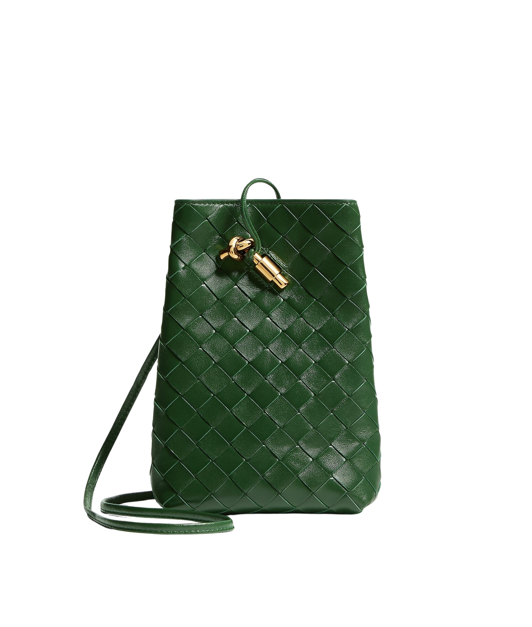 Green-Womens-Andiamo-Phone-Pouch-in-Basil-coveti26127_nobg Khaite Women's Andiamo Phone Pouch in Basil - Green Mini Bags - The Lotus Tote Bag - Shop at Luxury Shoes