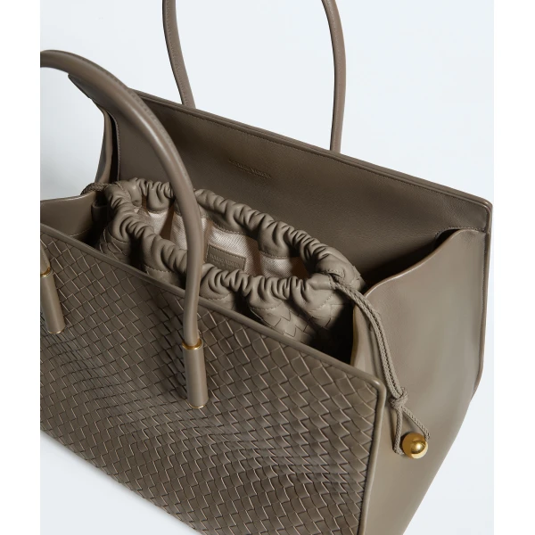 Khaite Women's Large Barbara Tote in Gray clay - Grey Totes & Top-Handle Bags - The Lotus Tote Bag - Shop at Luxury Shoes 