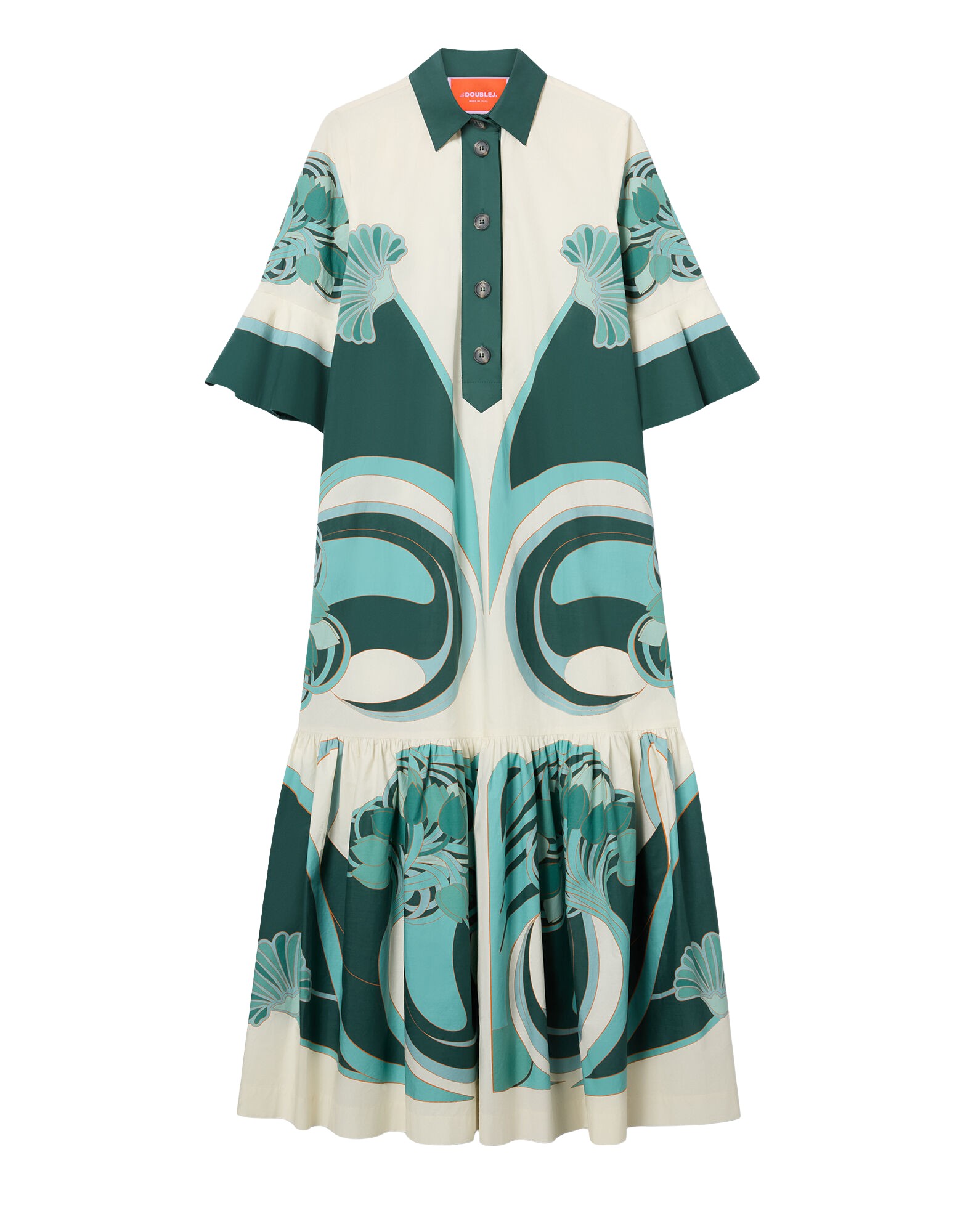 La-Double-J-Artemis-Dress-Blooming-Tulip-Placee-Dark-Green-in-Cotton-Poplin36149_nobg La DoubleJ Artemis Dress Blooming Tulip Placée Dark Green in Cotton Poplin - Dresses - Milanese Maximalist Fashion at Luxury Shoes