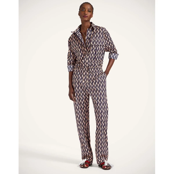 La DoubleJ Aviator Jumpsuit Pesciolini Blue in Summer Poplin -  - Milanese Maximalist Fashion at Luxury Shoes 