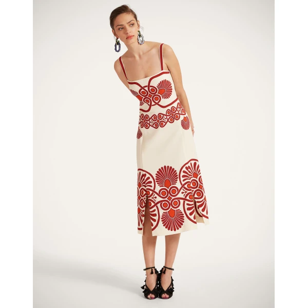La DoubleJ Buy Me A Martini Dress Medallion Placée Cream in Envers Satin - Dresses - Milanese Maximalist Fashion at Luxury Shoes 