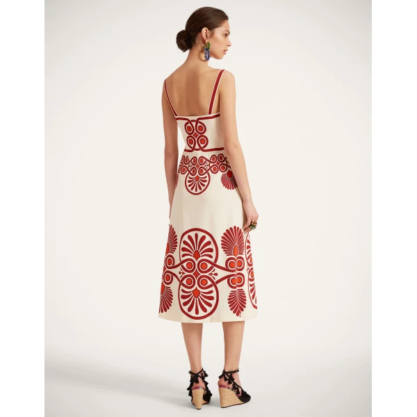 La DoubleJ Buy Me A Martini Dress Medallion Placée Cream in Envers Satin - Dresses - Milanese Maximalist Fashion at Luxury Shoes 