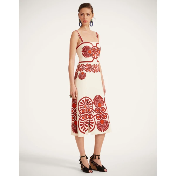 La DoubleJ Buy Me A Martini Dress Medallion Placée Cream in Envers Satin - Dresses - Milanese Maximalist Fashion at Luxury Shoes 