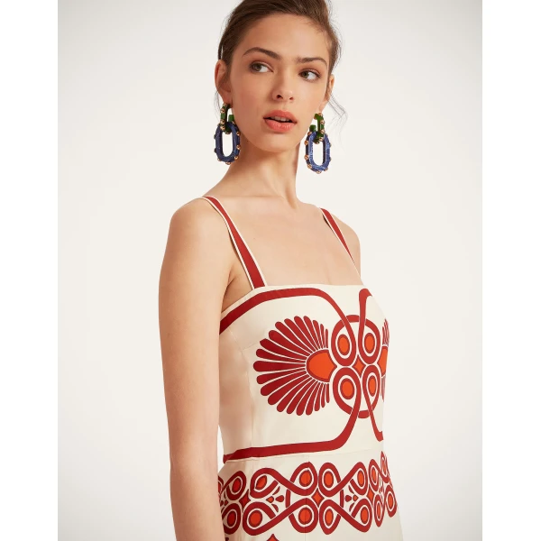 La DoubleJ Buy Me A Martini Dress Medallion Placée Cream in Envers Satin - Dresses - Milanese Maximalist Fashion at Luxury Shoes 