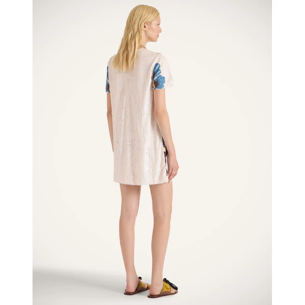 La DoubleJ Chemise Swing Dress Jive Macro White in Silk Twill - Dresses - Milanese Maximalist Fashion at Luxury Shoes 
