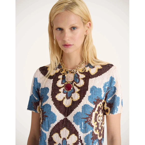 La DoubleJ Chemise Swing Dress Jive Macro White in Silk Twill - Dresses - Milanese Maximalist Fashion at Luxury Shoes 