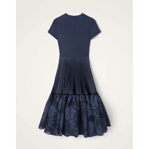La DoubleJ Chignon Dress Solid Midnight Blue in Techno Voile - Dresses - Milanese Maximalist Fashion at Luxury Shoes 