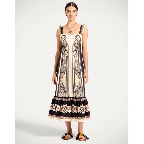 La DoubleJ Gingerbread Dress Ambrosia Placée Pale Pink in Flat Cotton Stretch - Dresses - Milanese Maximalist Fashion at Luxury Shoes 