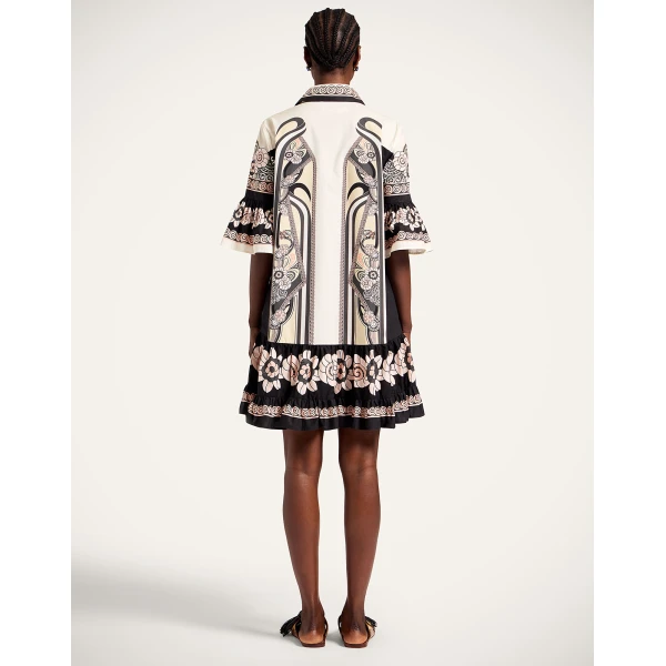 La DoubleJ Gingerbread Dress Palazzo Placée Chocolate in Flat Cotton Stretch - Dresses - Milanese Maximalist Fashion at Luxury Shoes 