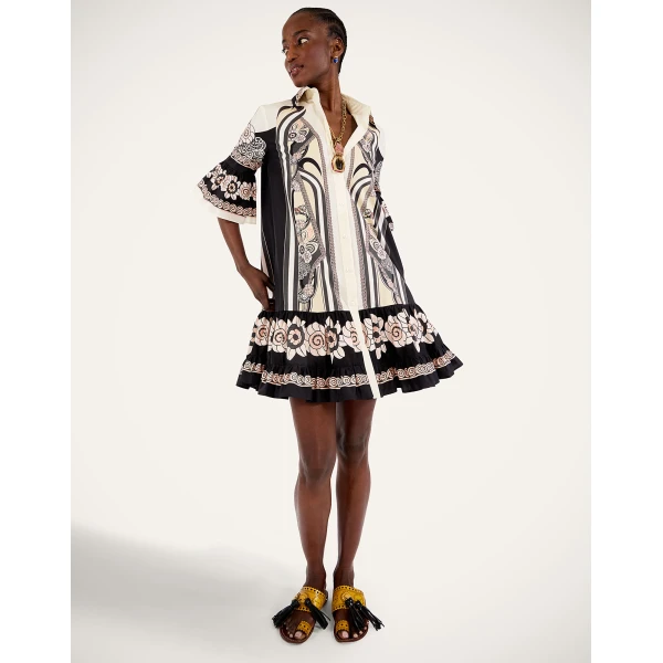 La DoubleJ Gingerbread Dress Palazzo Placée Chocolate in Flat Cotton Stretch - Dresses - Milanese Maximalist Fashion at Luxury Shoes 