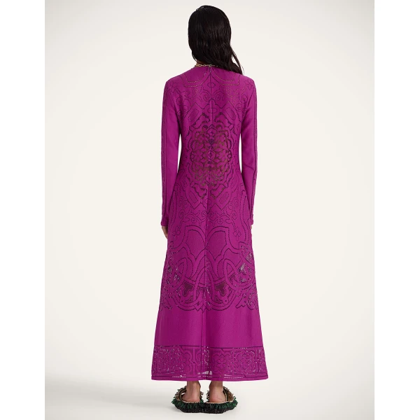 La DoubleJ Lacey Swing Dress Solid Purple in Embroidered Cotton - Dresses - Milanese Maximalist Fashion at Luxury Shoes 