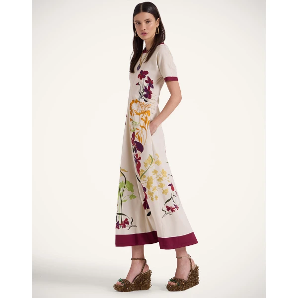 La DoubleJ Lela Dress Queen Peony Placée Blue in Interlock Jersey - Dresses - Milanese Maximalist Fashion at Luxury Shoes 