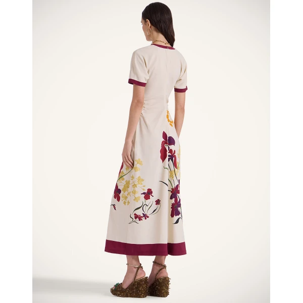 La DoubleJ Lela Dress Queen Peony Placée Blue in Interlock Jersey - Dresses - Milanese Maximalist Fashion at Luxury Shoes 