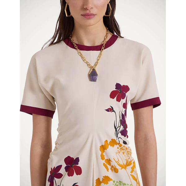 La DoubleJ Lela Dress Queen Peony Placée Blue in Interlock Jersey - Dresses - Milanese Maximalist Fashion at Luxury Shoes 