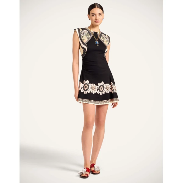 La DoubleJ Lela Mini Dress Ambrosia Placée Black in Interlock Jersey - Dresses - Milanese Maximalist Fashion at Luxury Shoes 