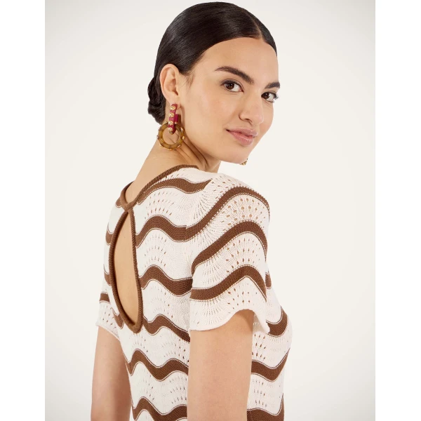 La DoubleJ Long Sleeve Swing Dress Derby Placée Multicolor in Sable - Dresses - Milanese Maximalist Fashion at Luxury Shoes 