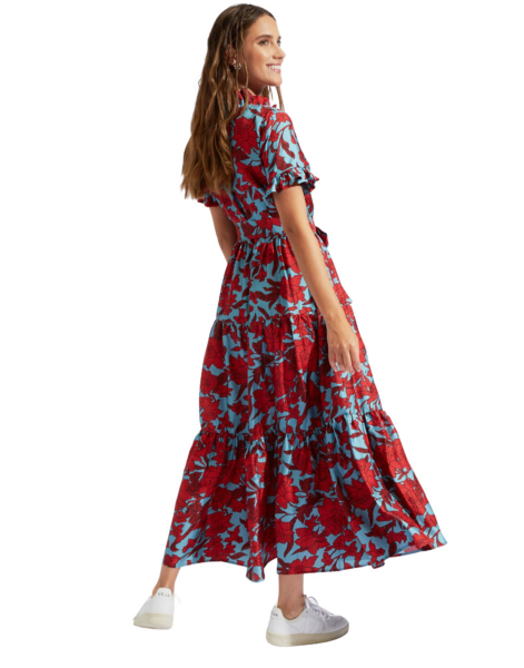 La DoubleJ Long Sleeve Swing Dress Heath Mint in Flowy Jersey - Dresses - Milanese Maximalist Fashion at Luxury Shoes 
