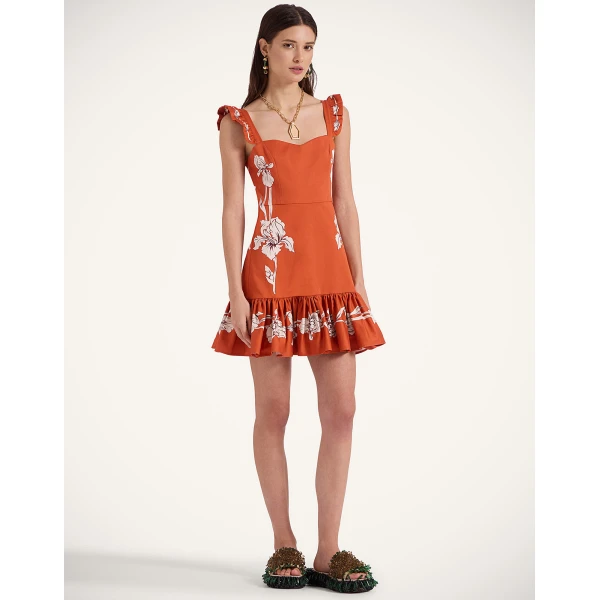 La DoubleJ Long Sleeve Swing Dress Peony Placée Light Blue in Sablé - Dresses - Milanese Maximalist Fashion at Luxury Shoes 