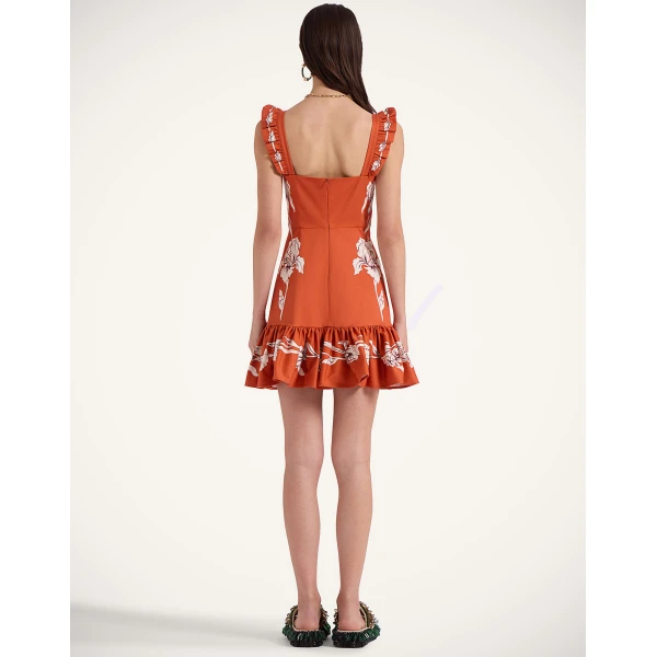La DoubleJ Long Sleeve Swing Dress Peony Placée Light Blue in Sablé - Dresses - Milanese Maximalist Fashion at Luxury Shoes 