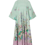 La DoubleJ Long Sleeve Swing Dress Queen Peony Placée Red in Sablé Satin - Dresses - Milanese Maximalist Fashion at Luxury Shoes 