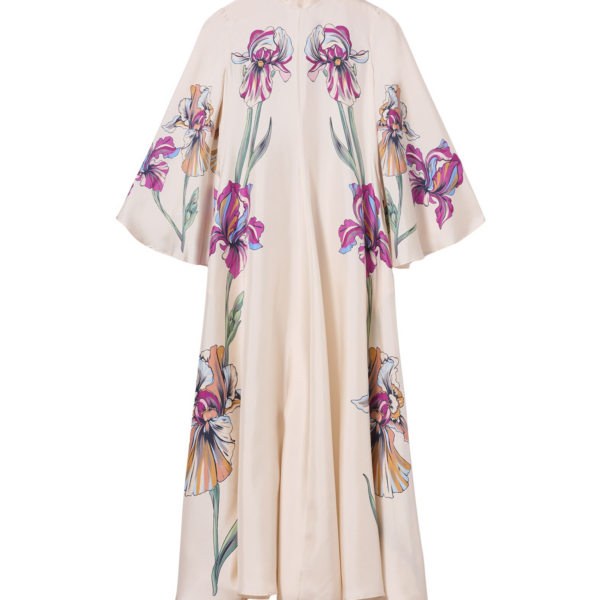 La DoubleJ Magnifico Dress Iris Placée Ivory in Silk Twill - Dresses - Milanese Maximalist Fashion at Luxury Shoes 