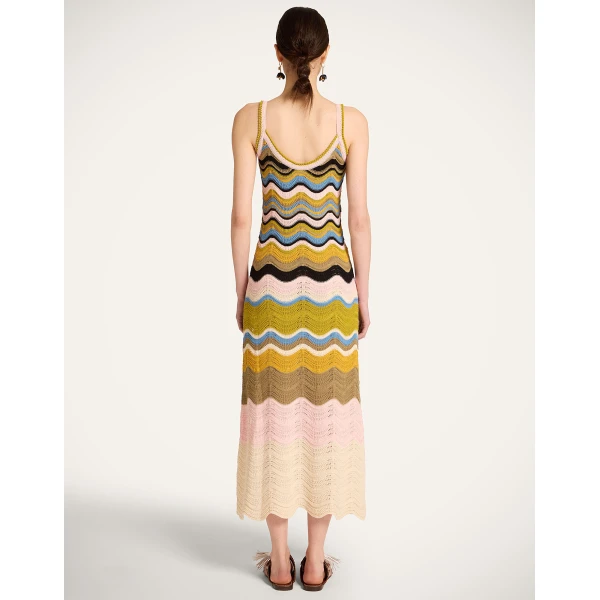 La DoubleJ Magnifico Dress Peony Placée Light Blue in Silk Twill - Dresses - Milanese Maximalist Fashion at Luxury Shoes 