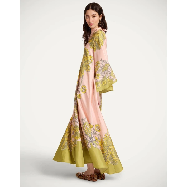 La DoubleJ Magnifico Dress Phoenix Placée Burgundy in Silk Twill - Dresses - Milanese Maximalist Fashion at Luxury Shoes 