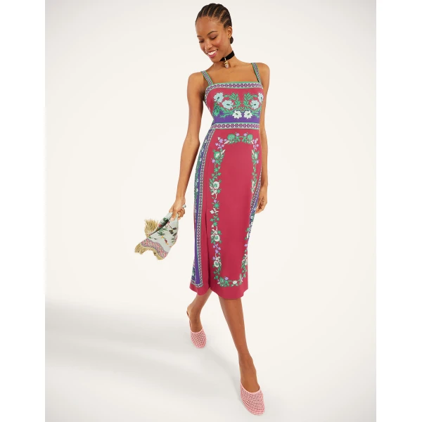 La DoubleJ Magnifico Dress Regalia Placée Red in Silk Twill - Dresses - Milanese Maximalist Fashion at Luxury Shoes 