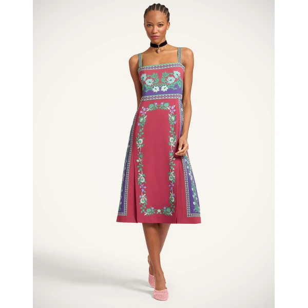 La DoubleJ Magnifico Dress Regalia Placée Red in Silk Twill - Dresses - Milanese Maximalist Fashion at Luxury Shoes 