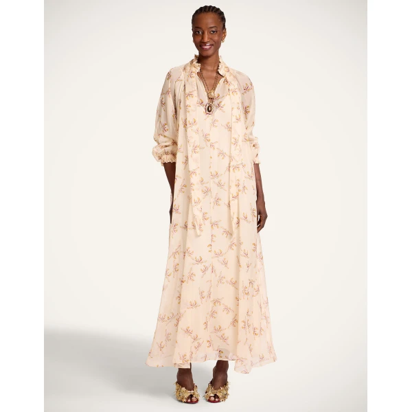 La DoubleJ Magnifico Dress Selva Placée Blue in Silk Twill - Dresses - Milanese Maximalist Fashion at Luxury Shoes 