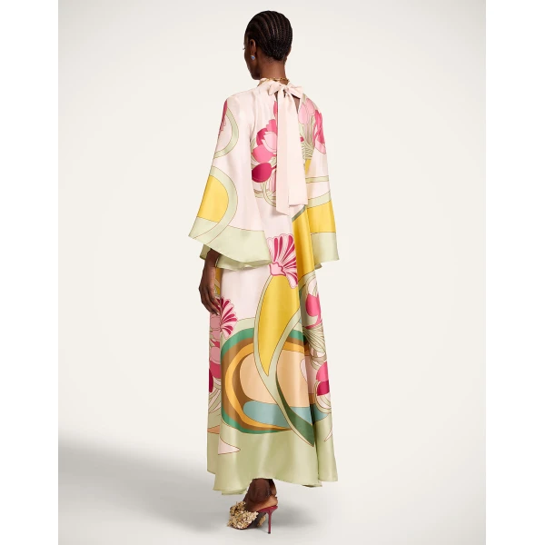 La DoubleJ Magnifico Dress Tulip Placée Green in Silk Twill - Dresses - Milanese Maximalist Fashion at Luxury Shoes 