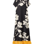 La DoubleJ Magnifico Midi Dress Blooming Tulip Placée Dark Green in Silk Georgette - Dresses - Milanese Maximalist Fashion at Luxury Shoes 