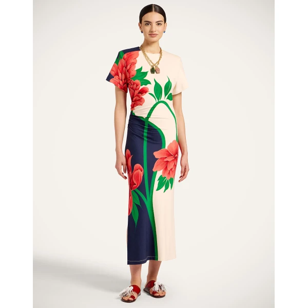 La DoubleJ Marlene Dress Palazzo Placée Lilac in Crepe De Chine - Dresses - Milanese Maximalist Fashion at Luxury Shoes 